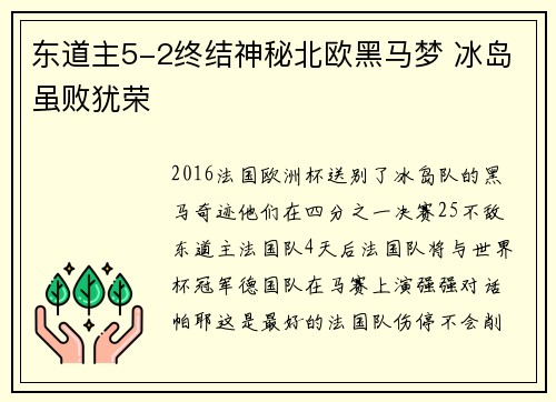 东道主5-2终结神秘北欧黑马梦 冰岛虽败犹荣
